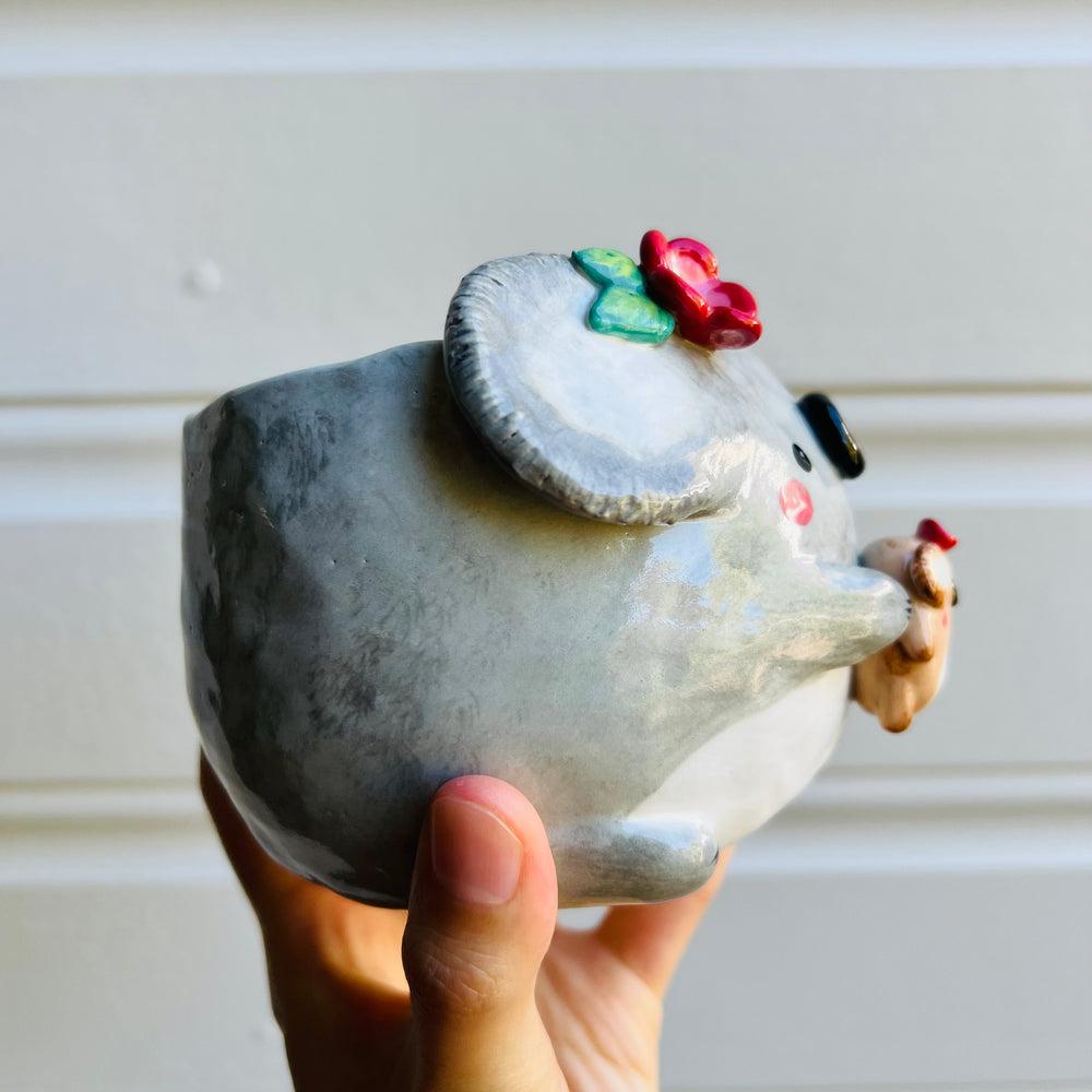Flowery Koala Pot with koala baby, photo 2 of 6