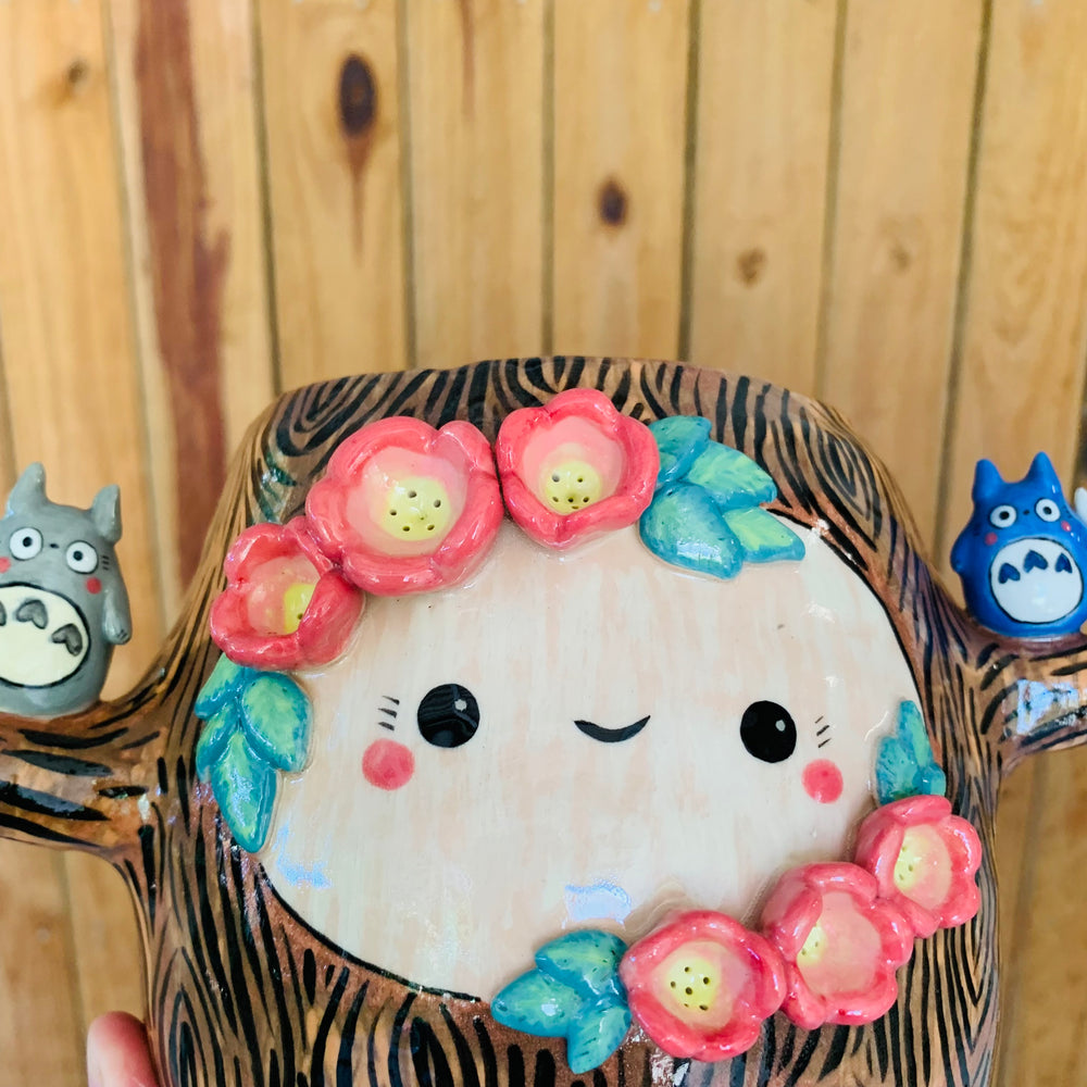 Big flowery tree pot with Totoro friends, photo 8 of 13