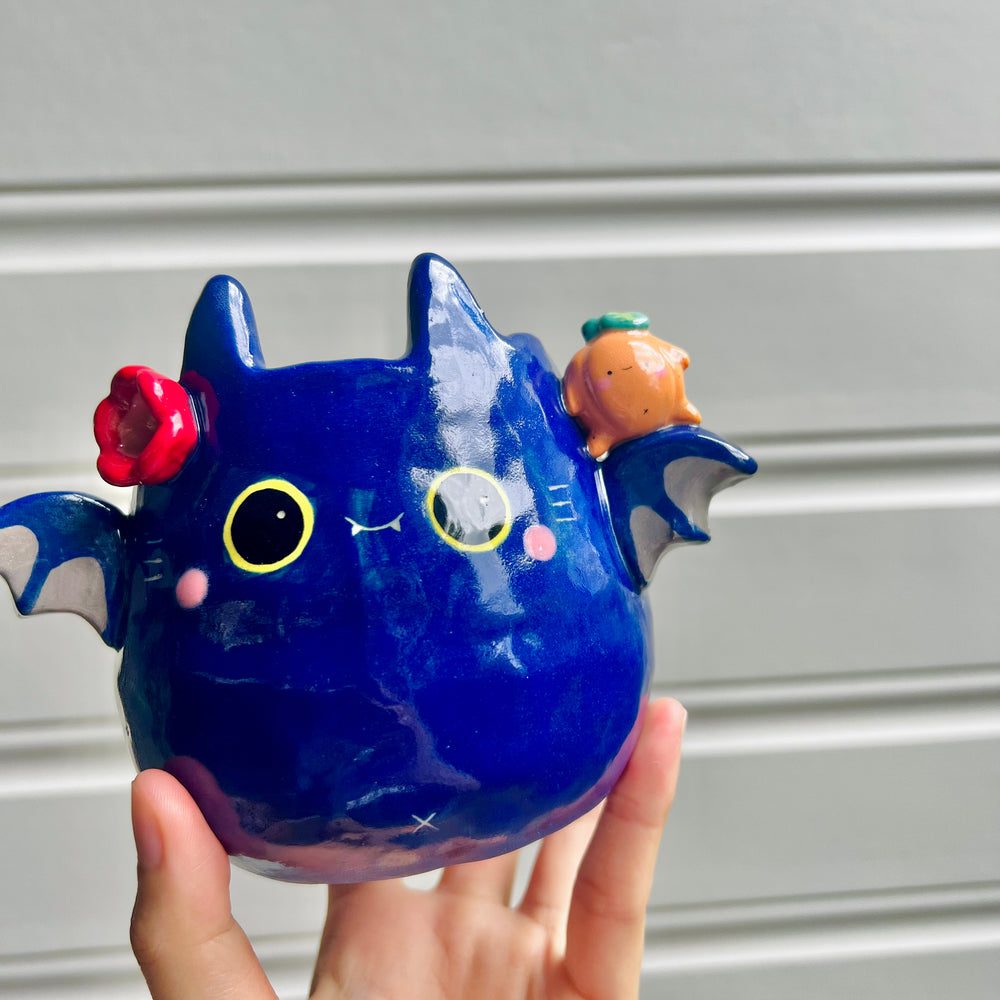 Halloween bat pot with pumpkin friend, photo 5 of 6