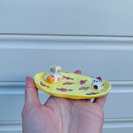 Cat family flowery trinket dish