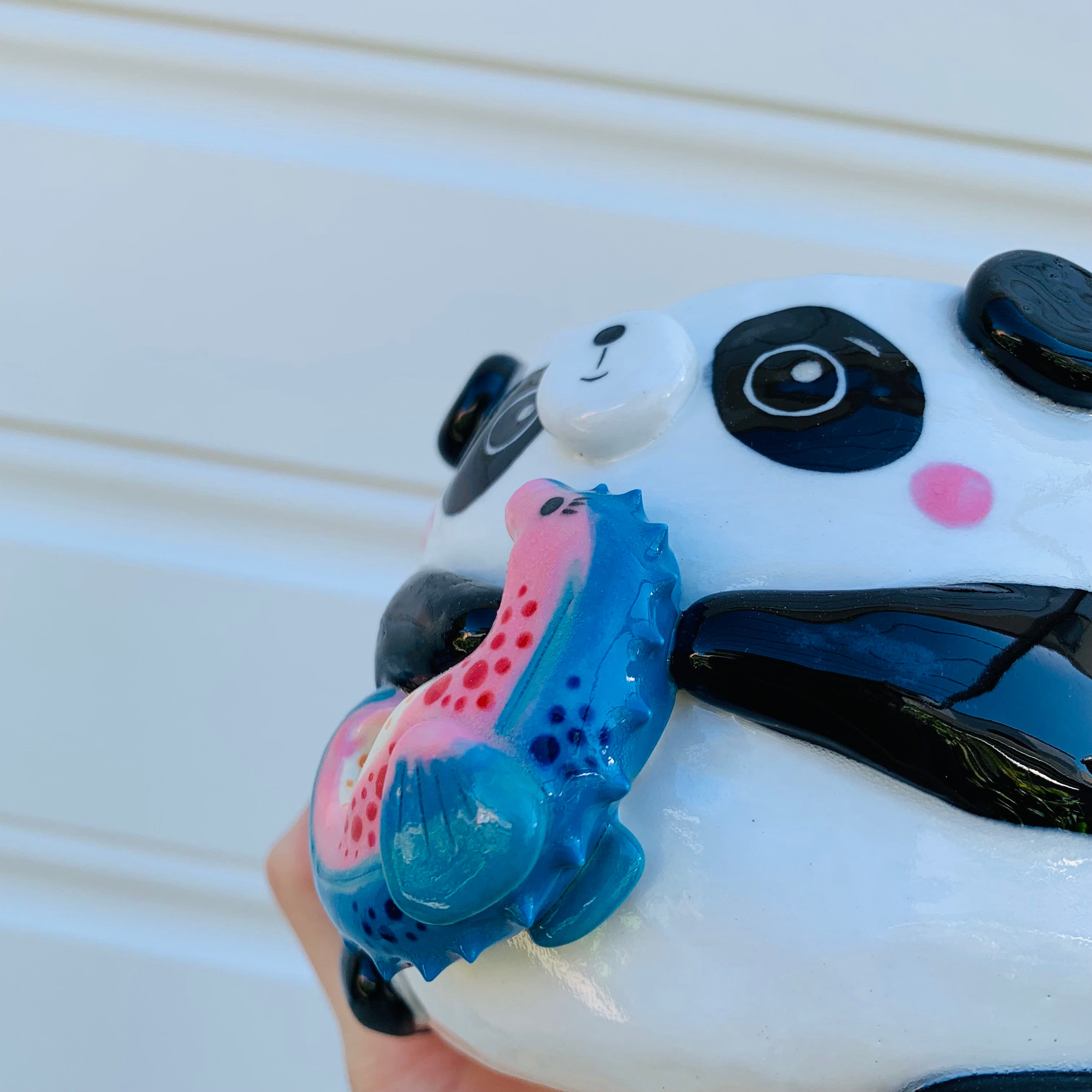 Big panda with seahorse friend planter