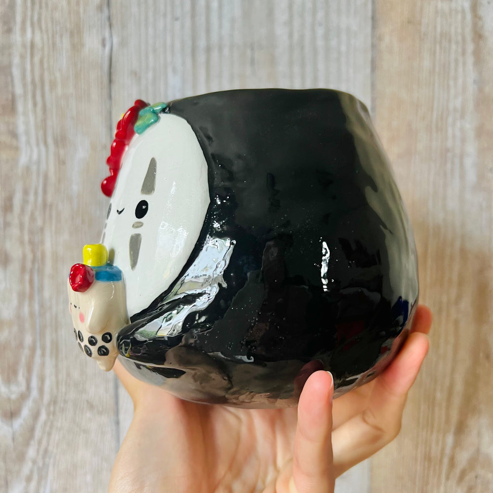 Flowery NO FACE POT with bubble tea friends, photo 3 of 9