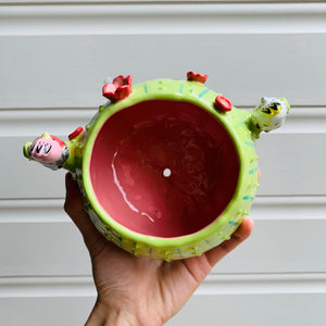 Flowery cactus pot with Aussie bird friends