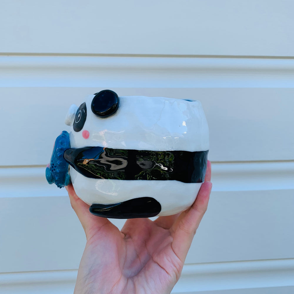 Big panda with seahorse friend planter, photo 6 of 8