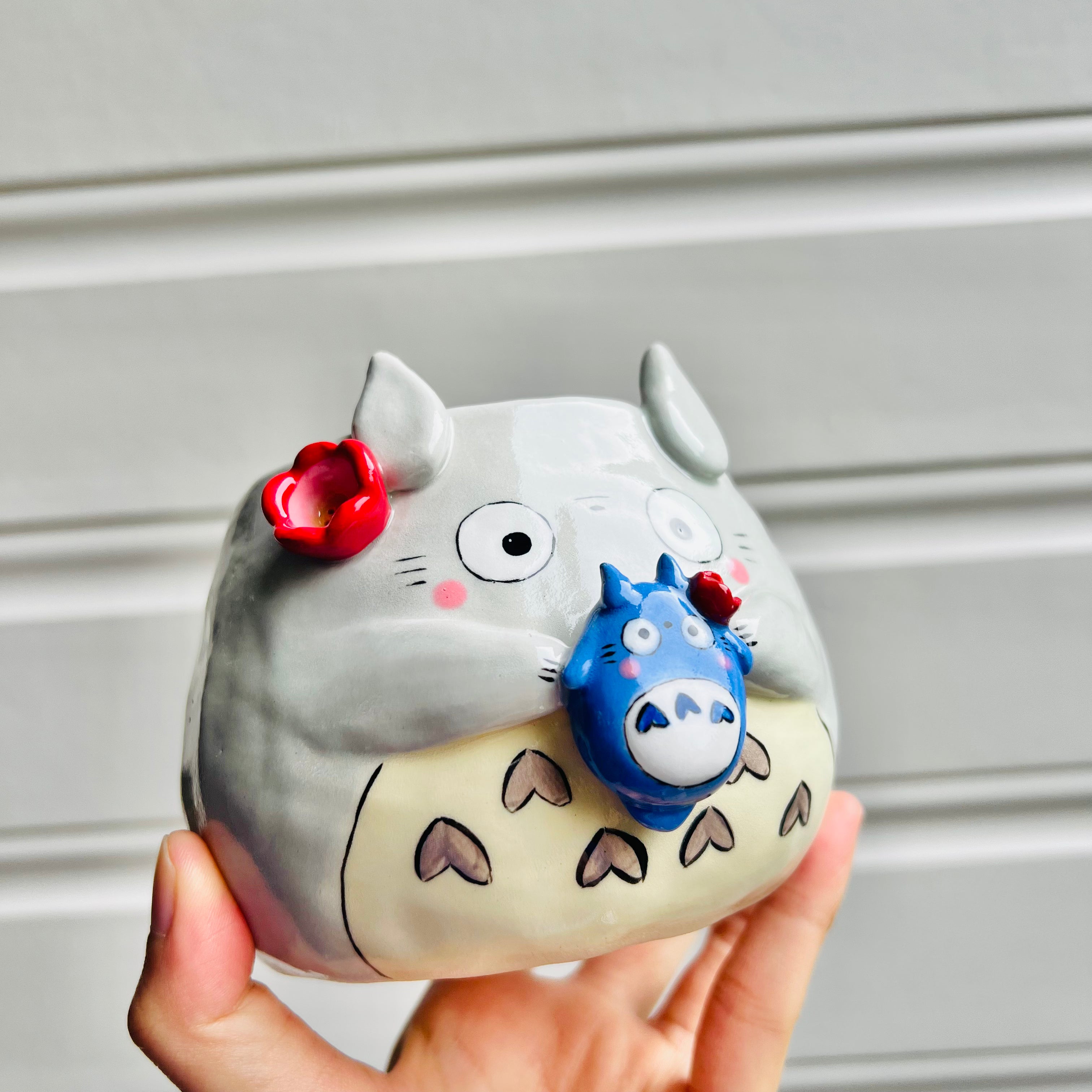 Totoro pot with Chibi Totoro friend