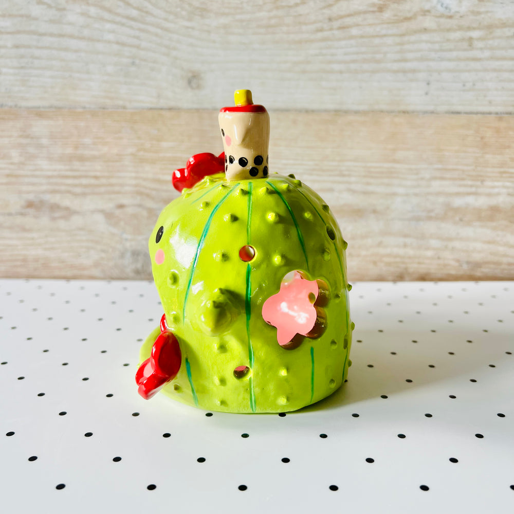 Cactus bubble tea candle holder, photo 5 of 8