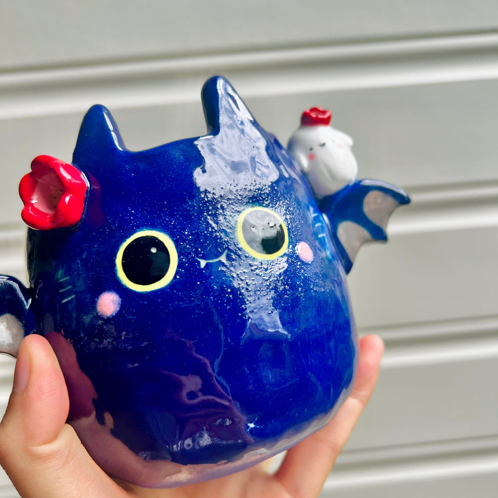 Halloween bat pot with ghost friend, photo 5 of 6
