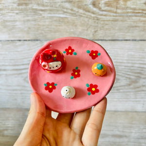 Pink LNY round bunny trinket dish