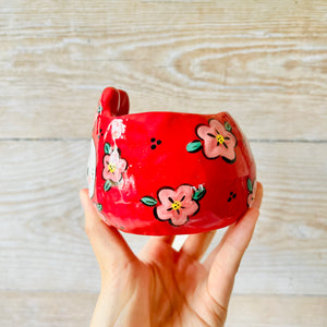 LNY Flowery Daruma Bunny pot