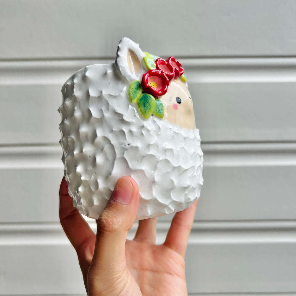 Flowery llama pot, photo 2 of 7