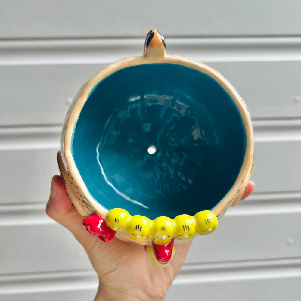 LARGE orange chick crown chicken pot, photo 5 of 8