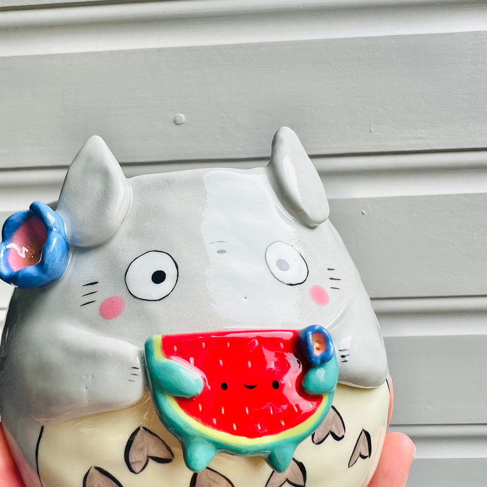 Totoro pot with watermelon friend, photo 2 of 6
