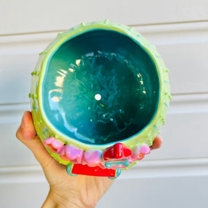 Flower crown cactus pot with watermelon friends