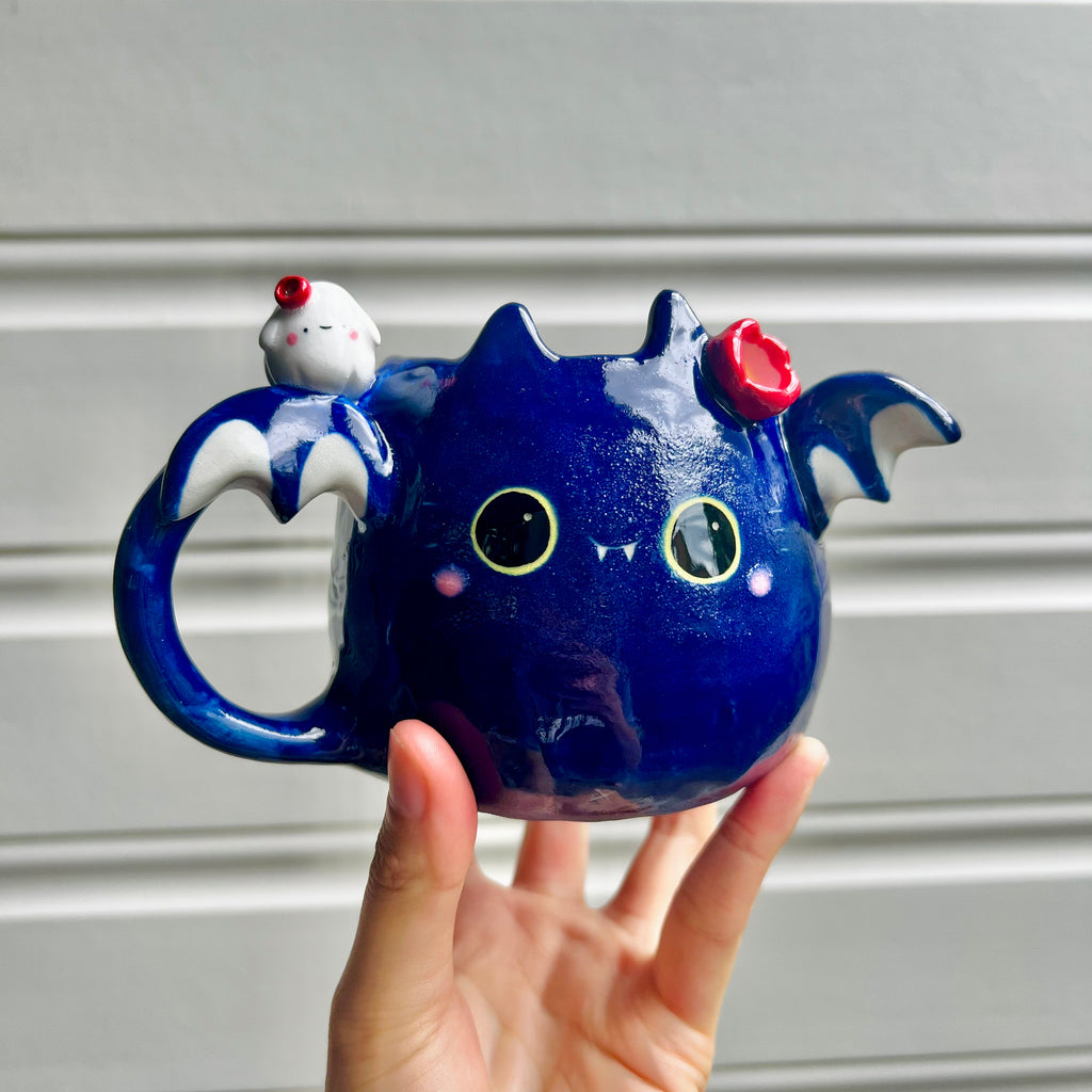 Halloween bat mug with ghost friend