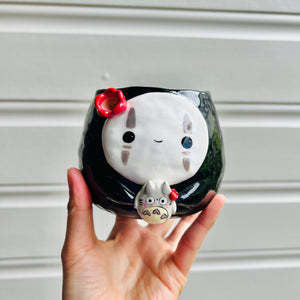 No Face pot with Totoro friend