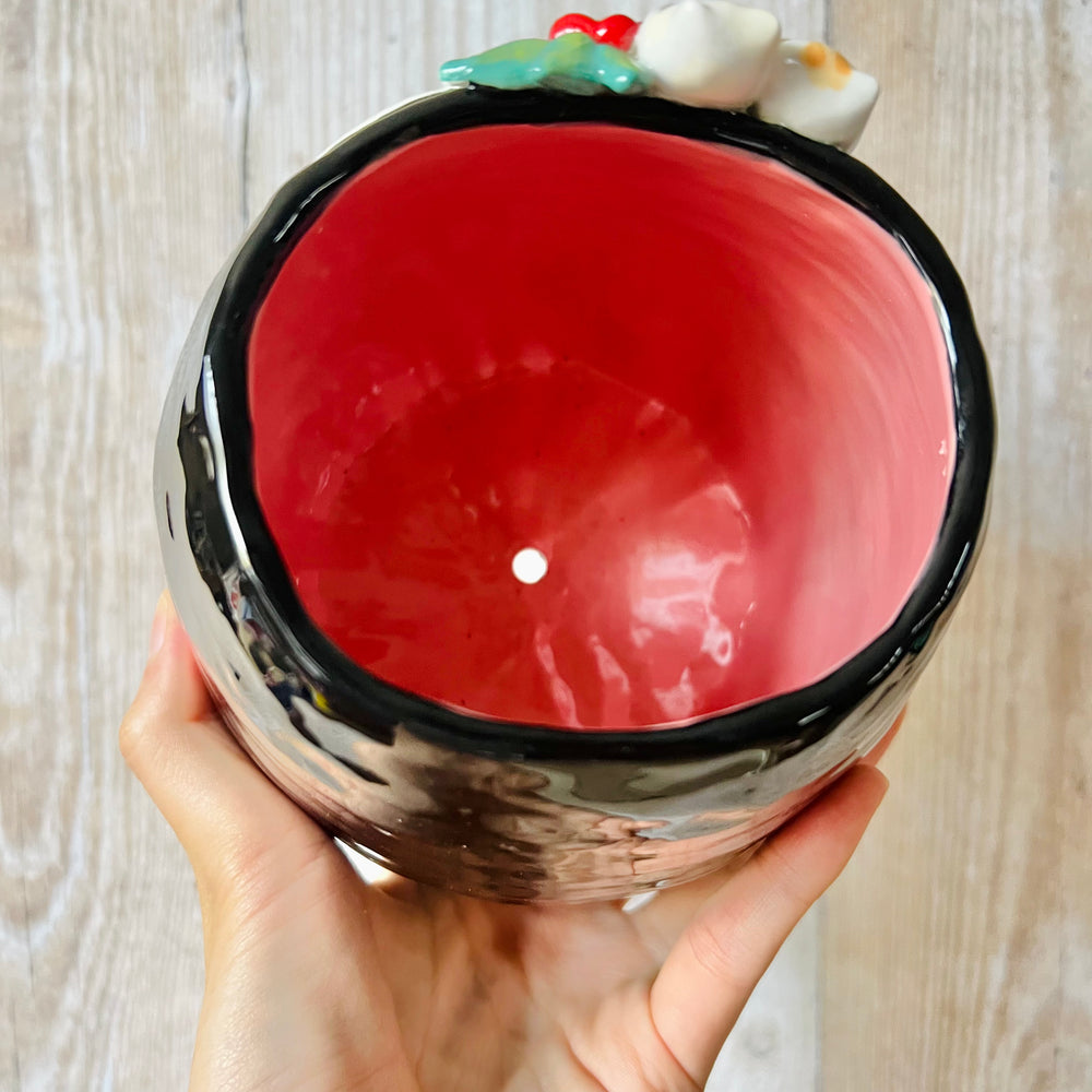 Flowery NO FACE POT with cat friends, photo 5 of 7