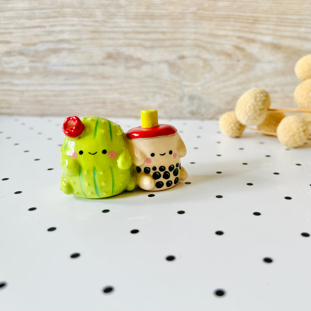 Cactus bubble tea mini figurine