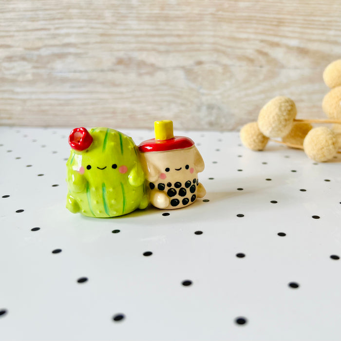 Cactus bubble tea mini figurine