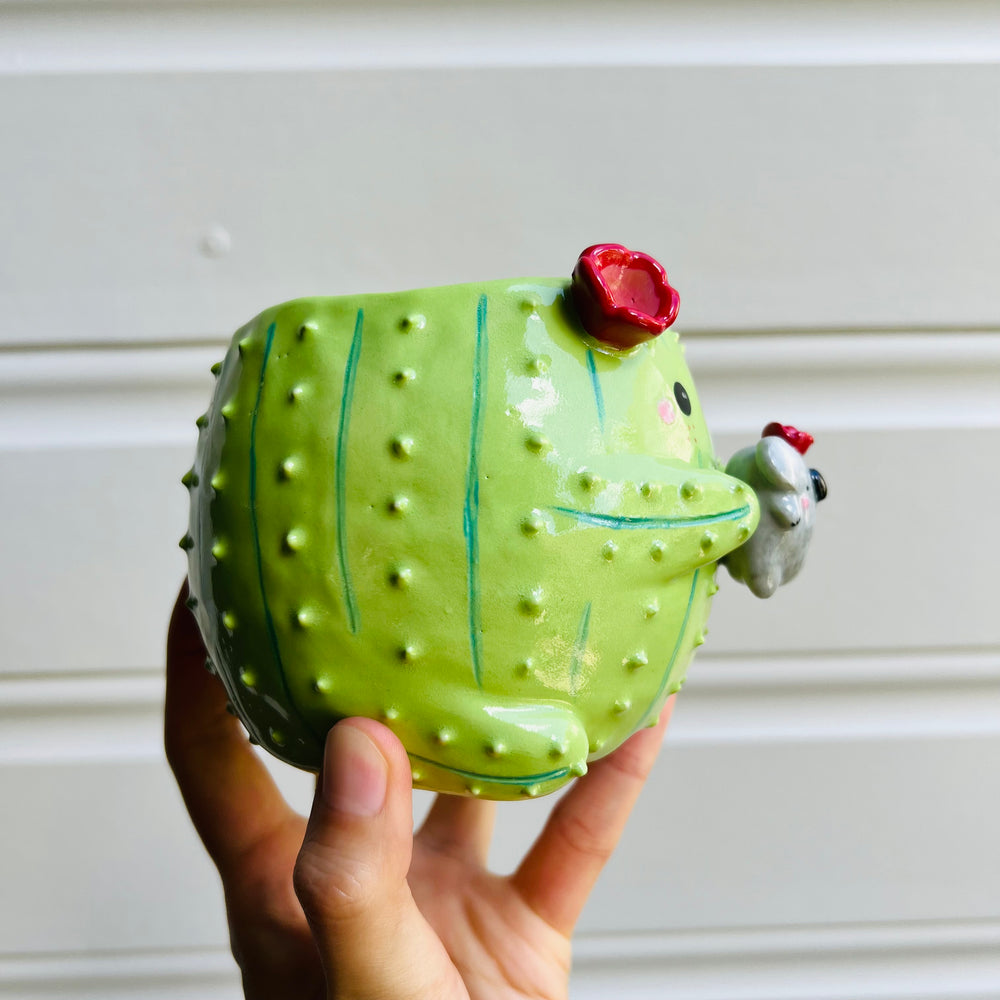 Flowery Cactus pot with koala friend, photo 2 of 5