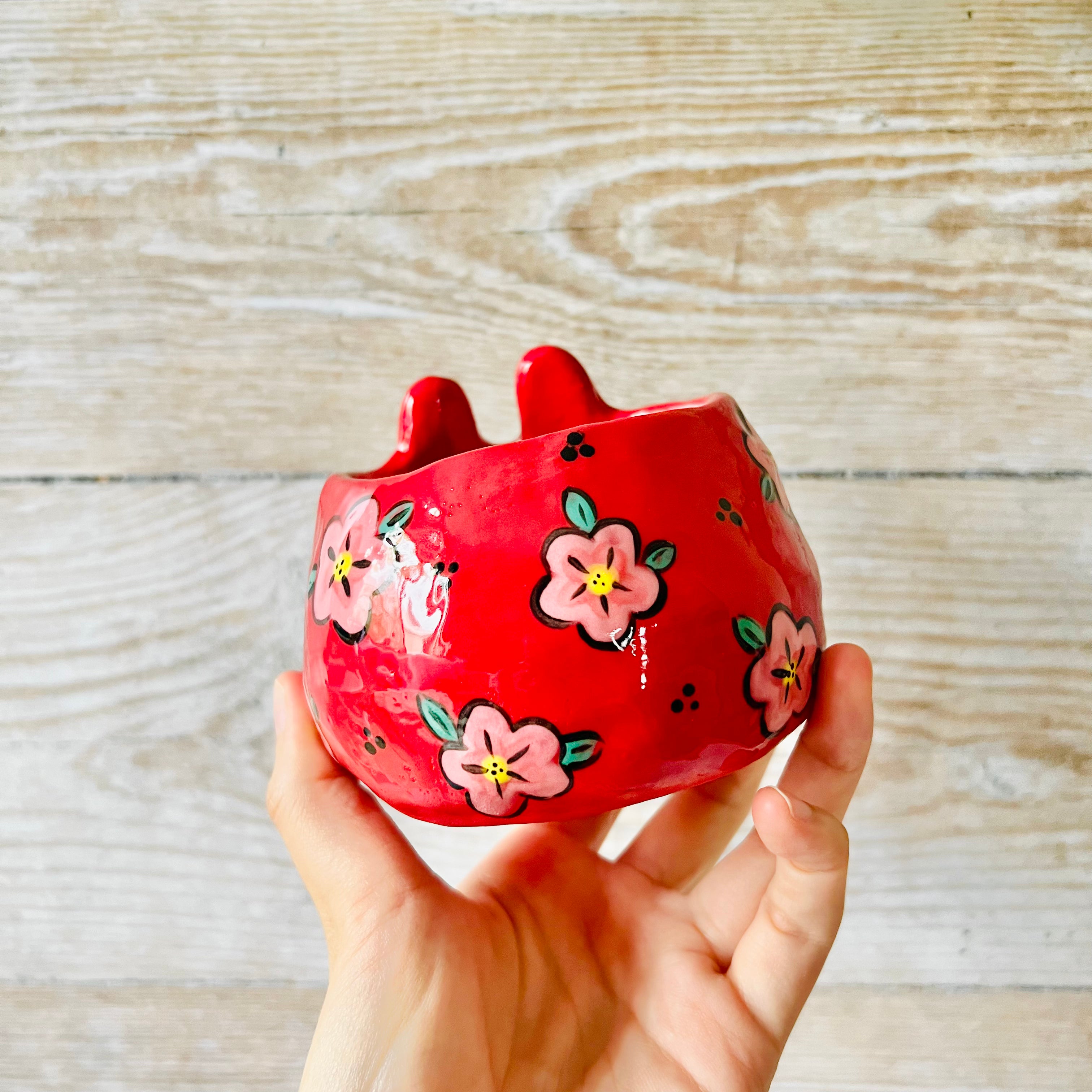 LNY Flowery Daruma Bunny pot