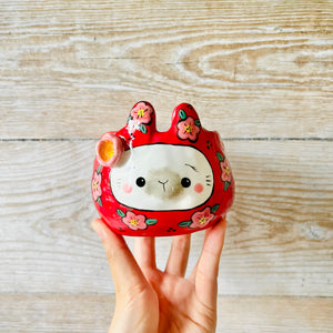 LNY Flowery Daruma Bunny pot