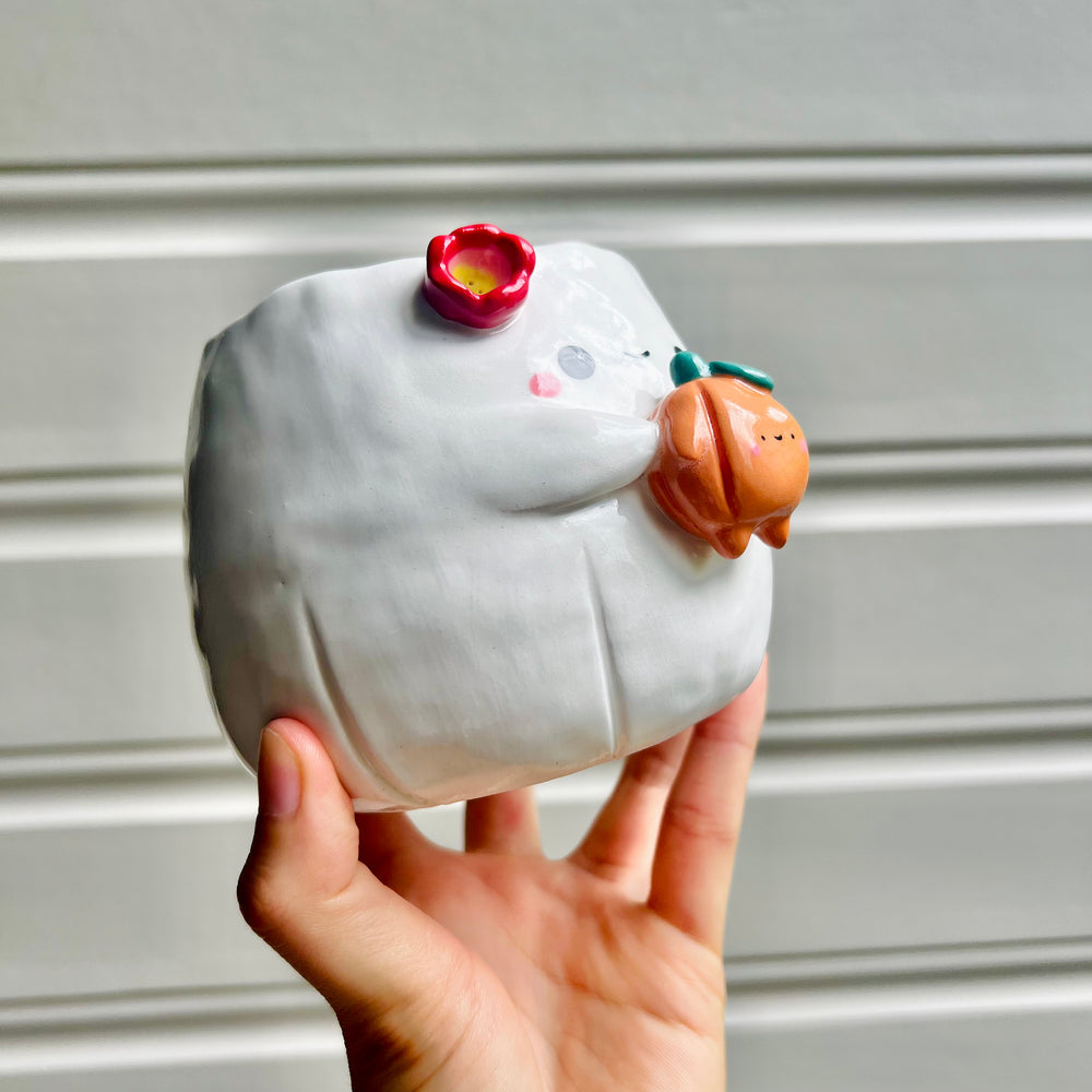 Halloween ghost pot with pumpkin friend, photo 2 of 6