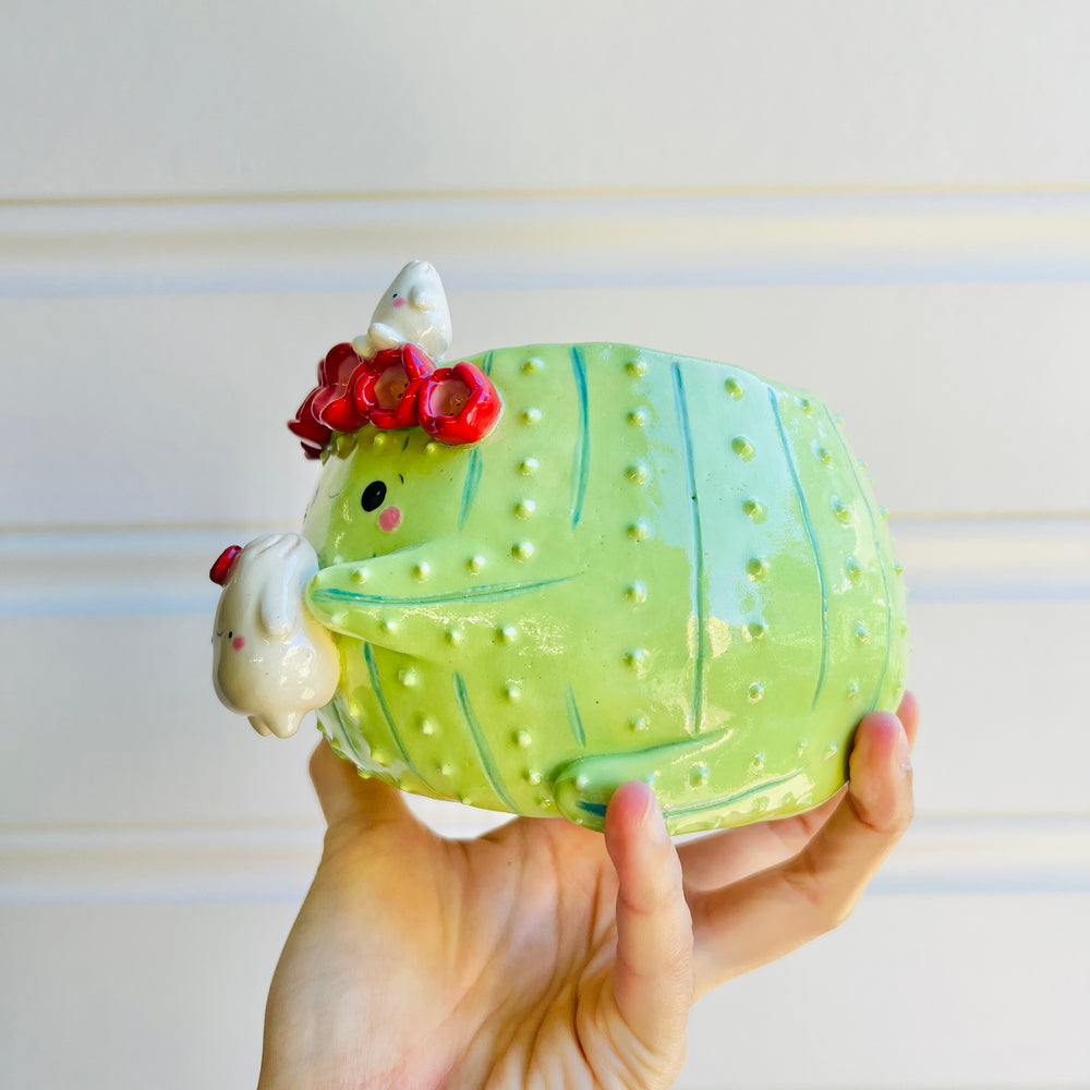 Flower crown cactus pot with dumpling friends, photo 3 of 5