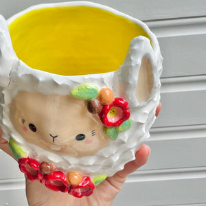 Flowery llama pot