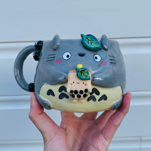 Totoro with bubble tea friend mug