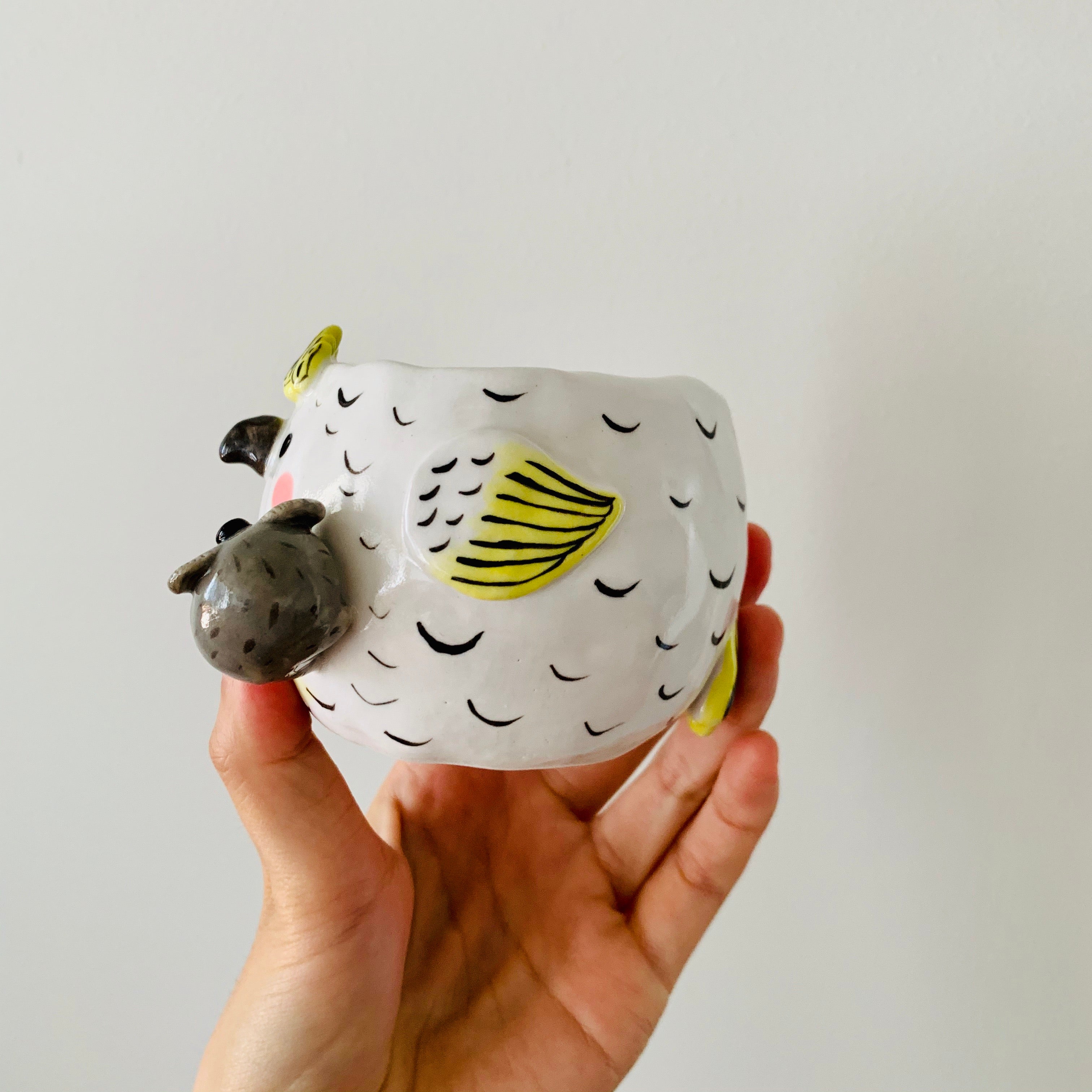 Cockatoo with koala friend pot