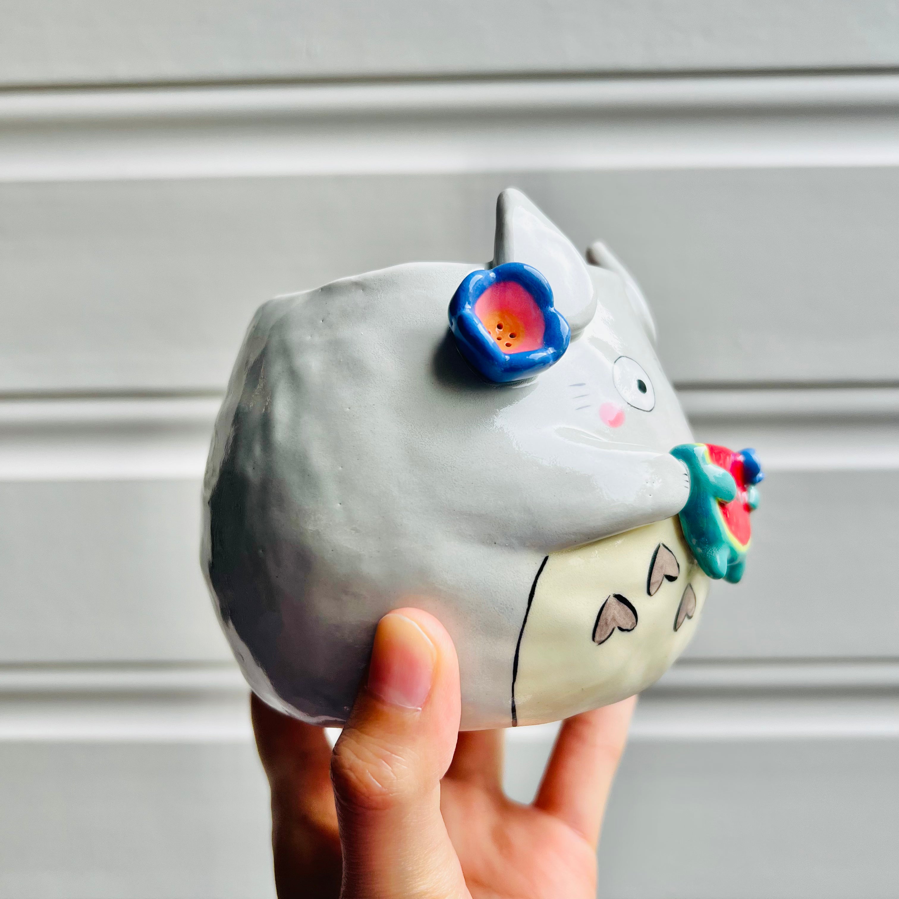 Totoro pot with watermelon friend