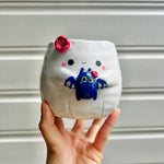 Halloween ghost pot with bat friend