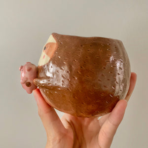 Friendly sloth pot with pig friend