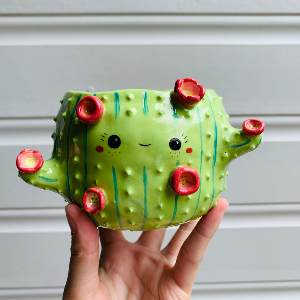 Flowery cactus pot