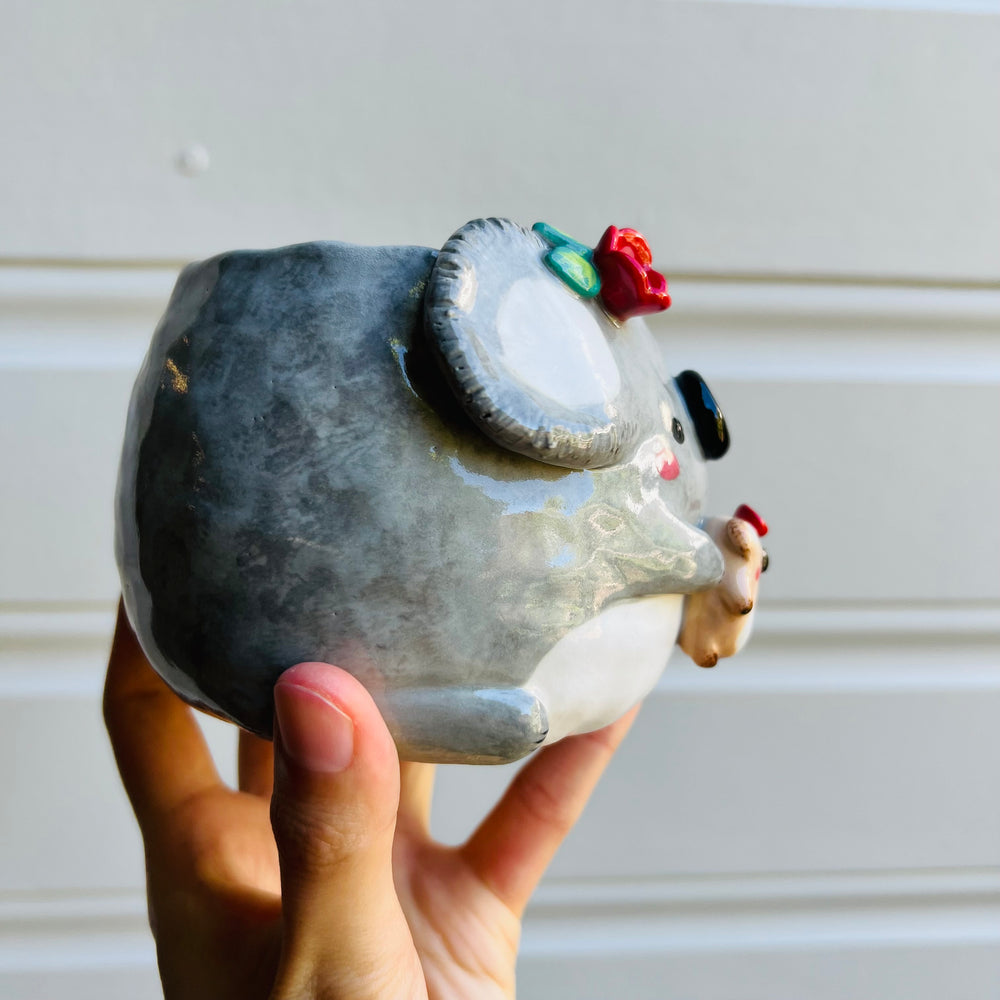 Flowery Koala Pot with koala baby, photo 2 of 5