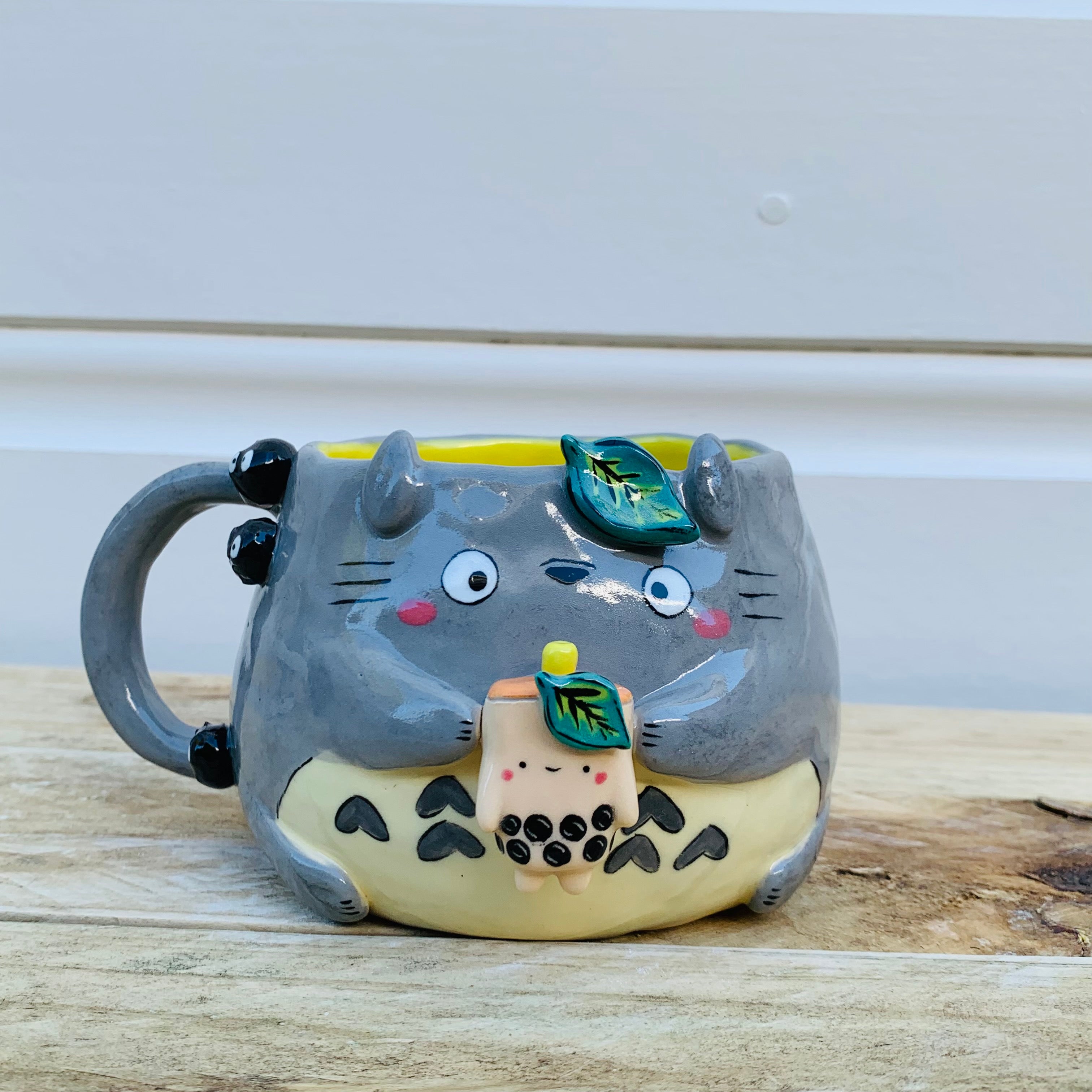 Totoro with bubble tea friend mug