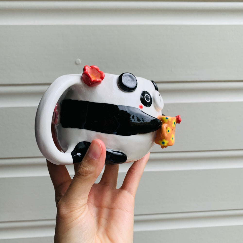 PANDA coffee pun mug with mug friend, photo 2 of 11