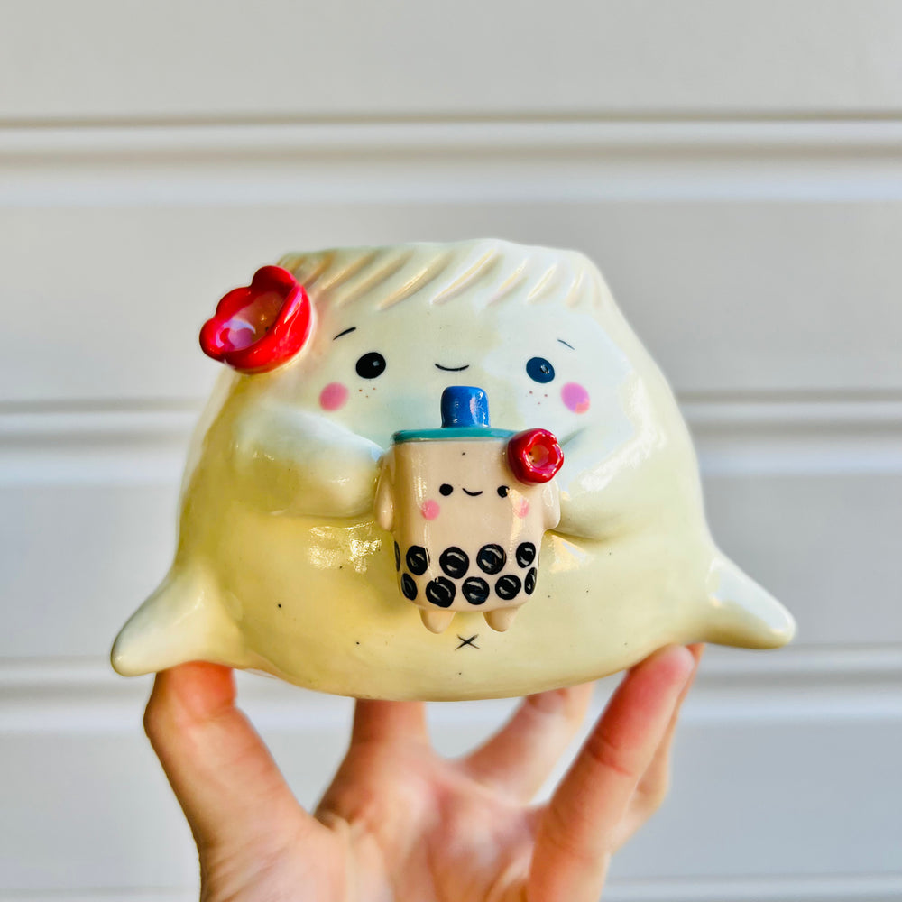 Dumpling VASE with bubble tea friend, photo 1 of 5