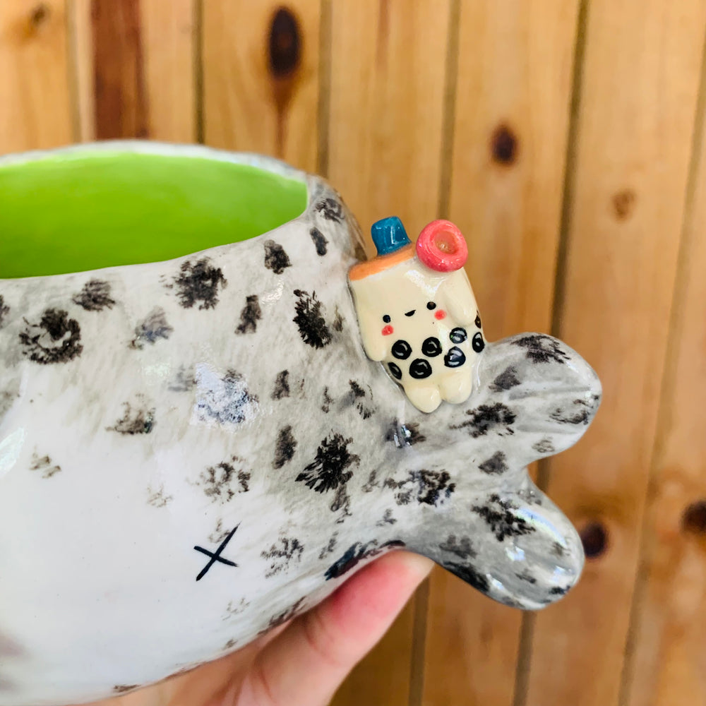 Chubby spotted seal with bubble tea friends pot, photo 7 of 7