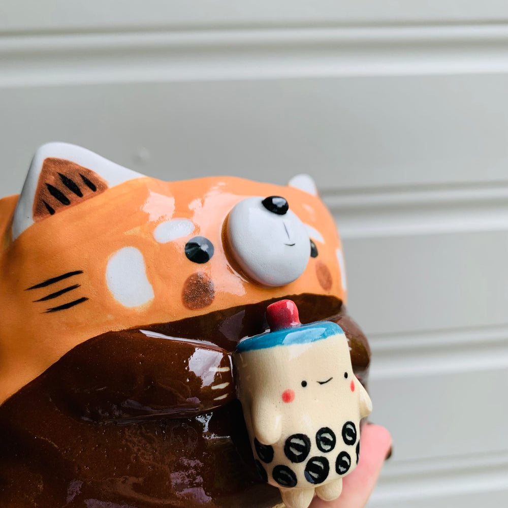 Red panda pot with bubble tea friend, photo 7 of 9
