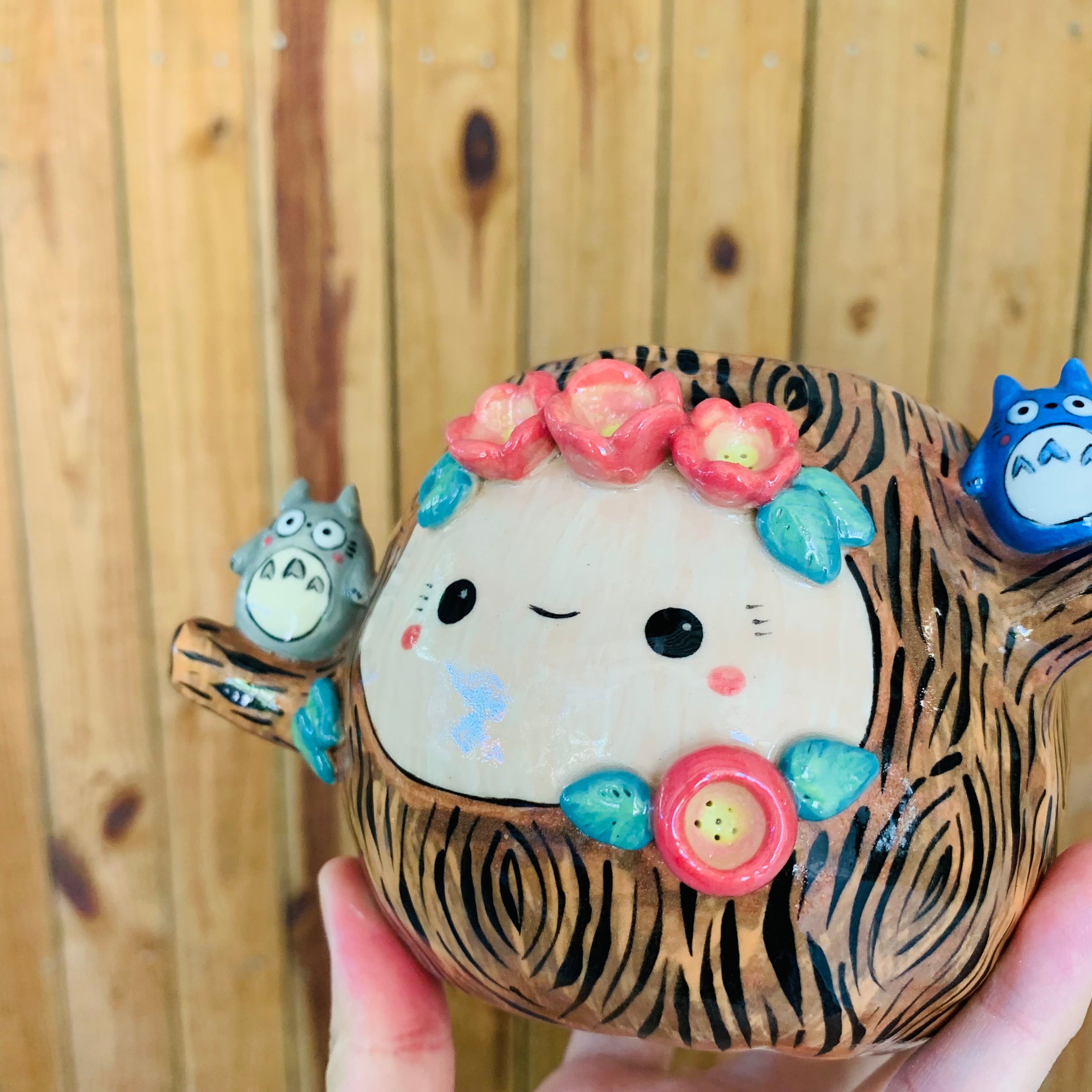 Happy tree pot with Totoro friends