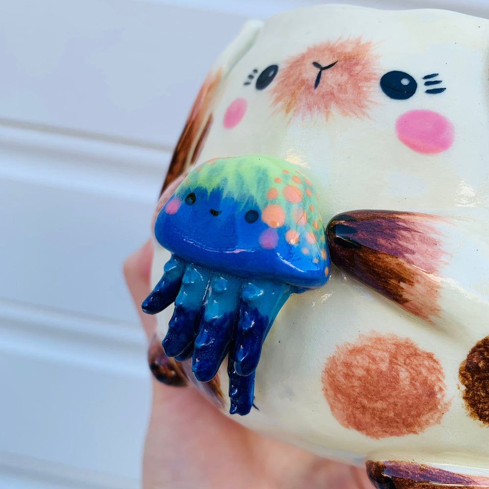 Big bunny with jellyfish friend planter, photo 7 of 9