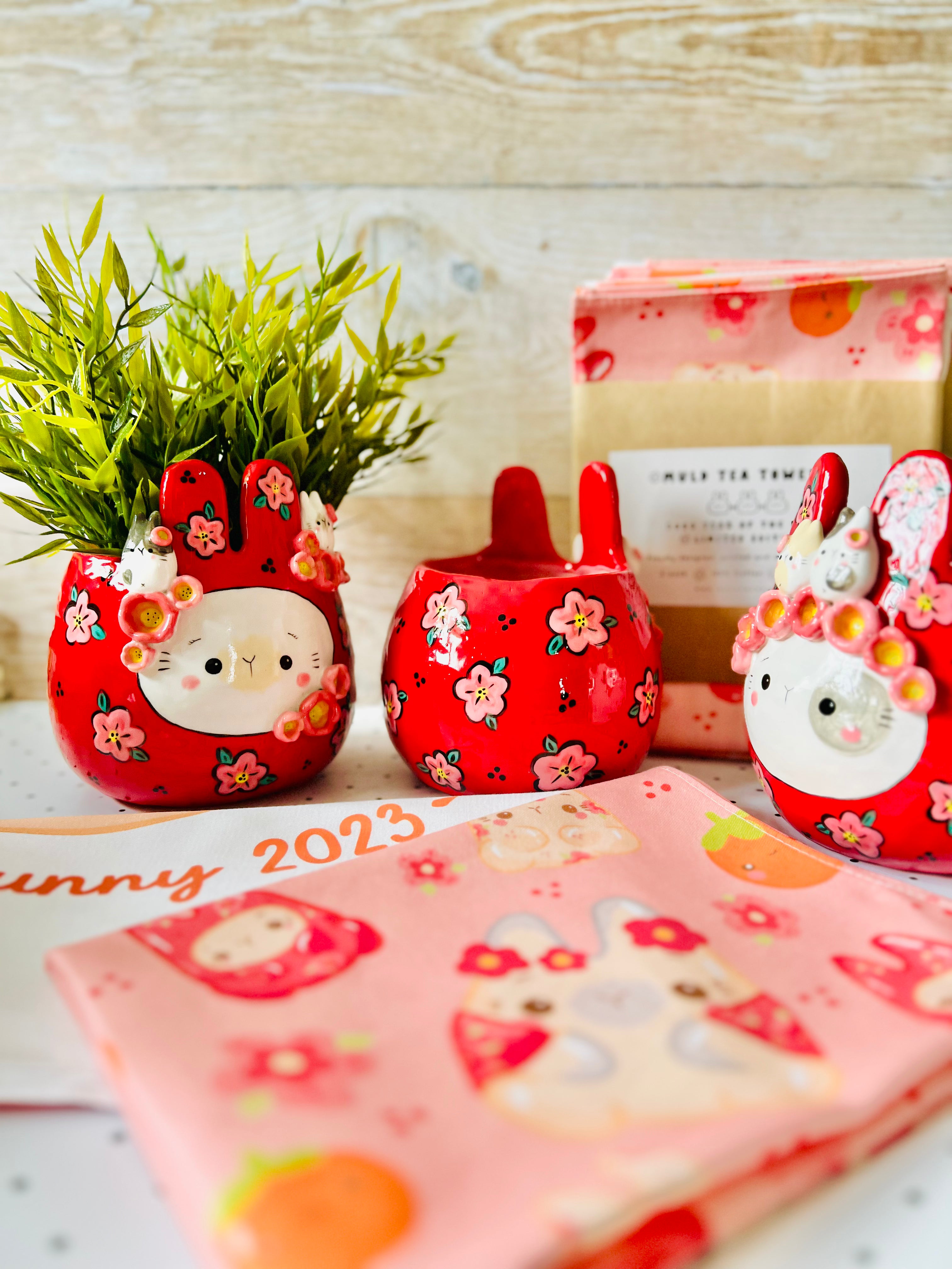 2 PACK LNY Year of the Bunny 2023 Tea Towels - limited edition