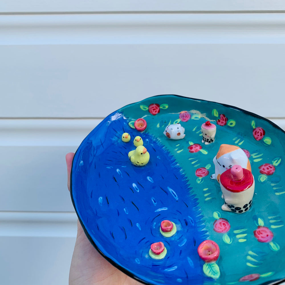 Bubble tea and cat family pond hangs trinket dish, photo 9 of 10