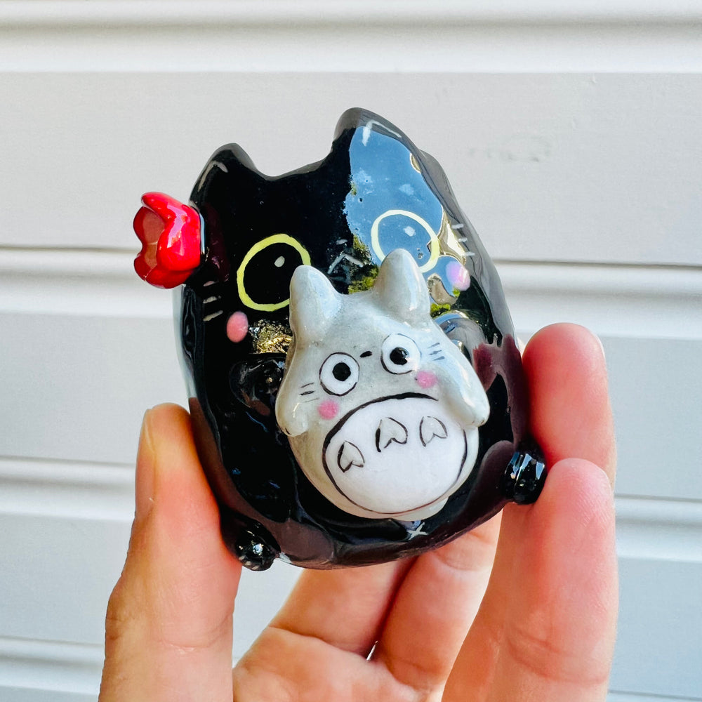 MINIS Black cat with Totoro friend, photo 3 of 5