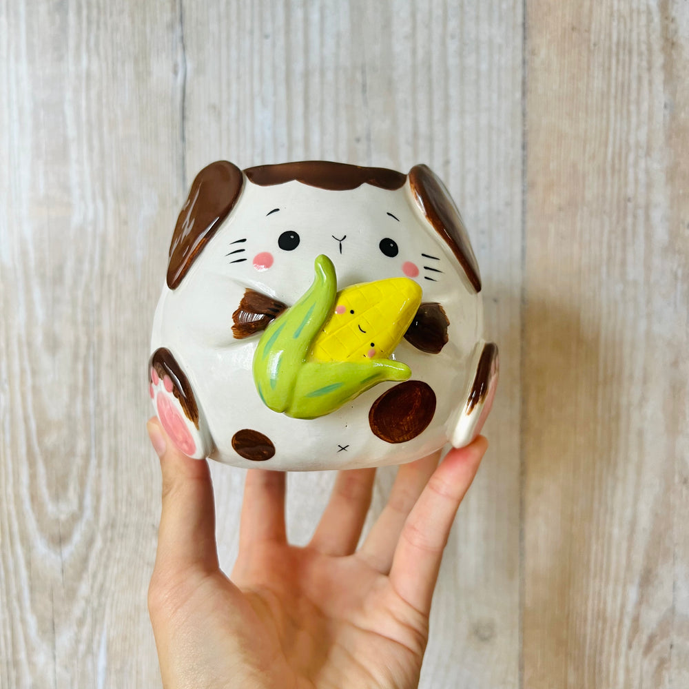 BUNNY POT with corn cob friend, photo 1 of 7