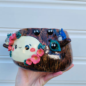 Happy flowery tree with Totoro with friends planter