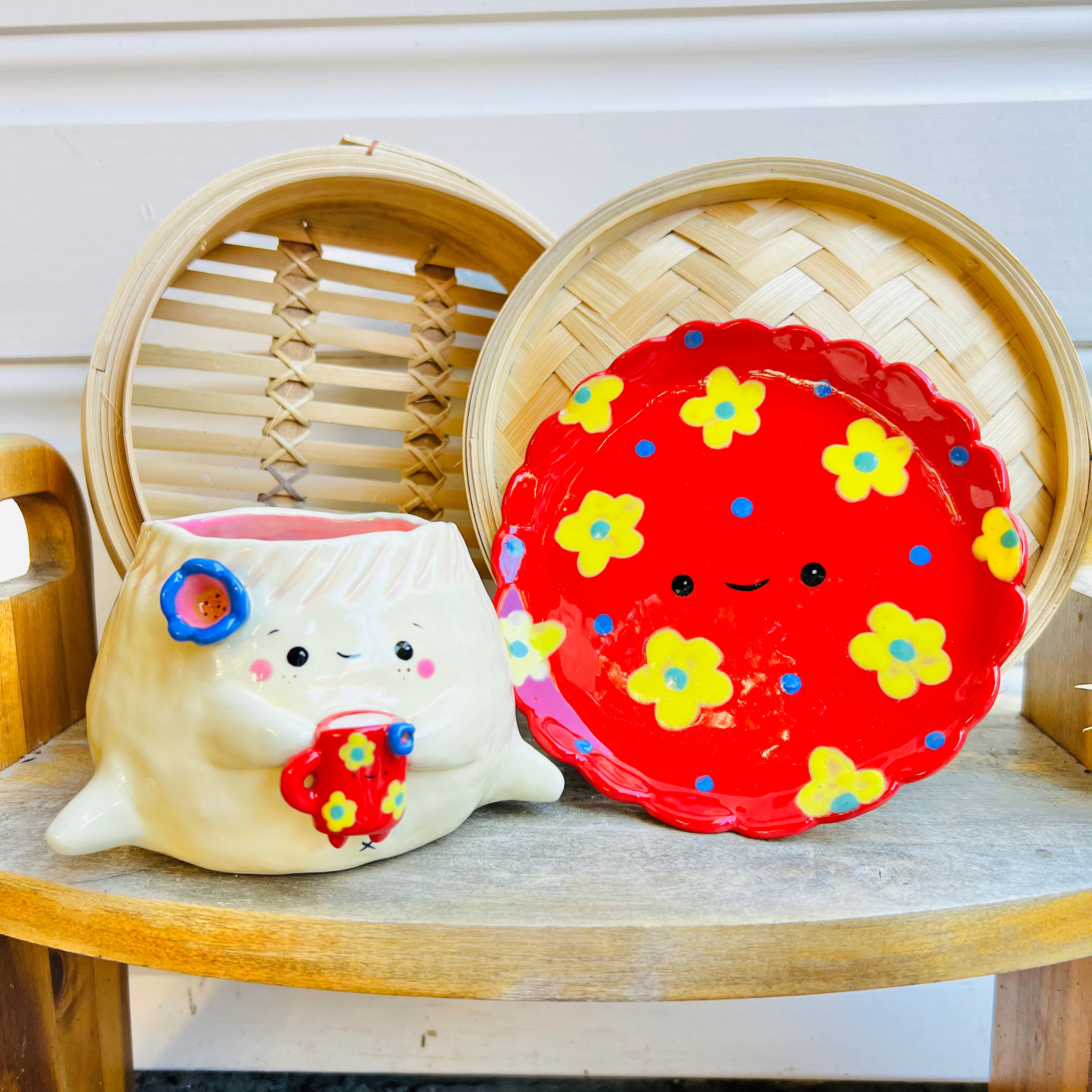 Dumpling POT with coffee mug friend & matching dish