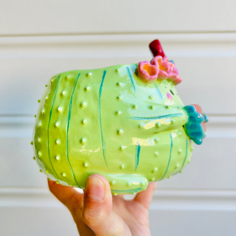 Flower crown cactus pot with watermelon friends, photo 2 of 5