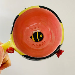 PINK ‘Bee Happy’ mug - approx. 250ml